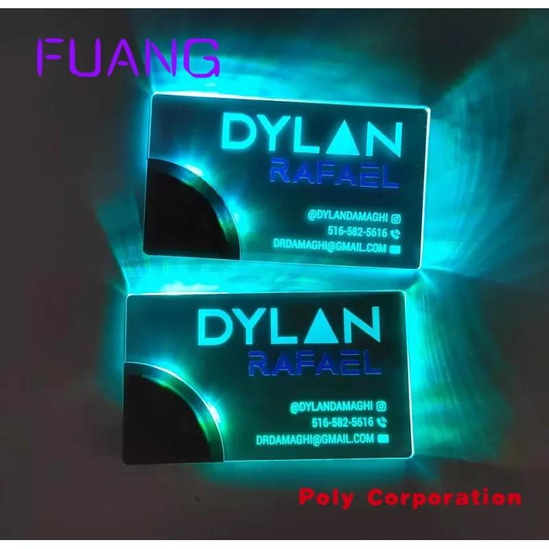 Customized Acrylic Invitation Card Luminous Luxury Metal Business Card Blank Card NFC