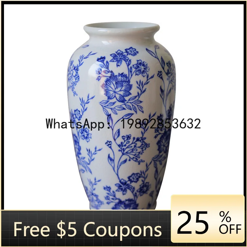 

Blue and White Porcelain Vase Ceramic Vase Vintage Porcelain Bottle Flower Vase Storage Tank Terrarium Home Decoration