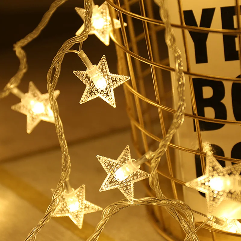 Star LED String Lights para festa, atmosfera interior, decoração de natal, luzes da bateria do quarto, ao ar livre, impermeável, festival, 2023