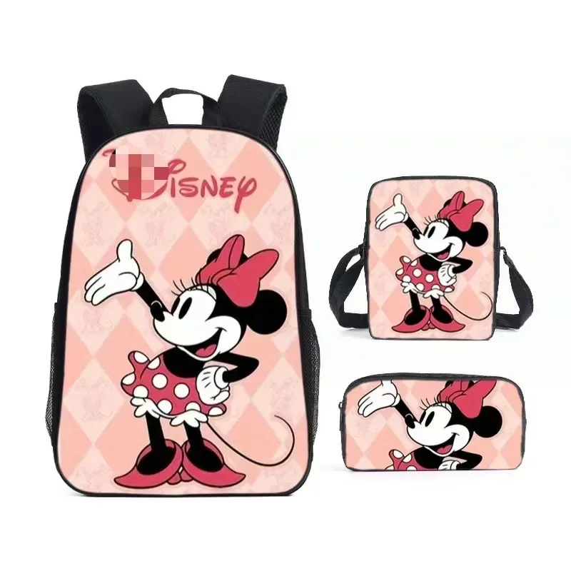 Disney 3pcs Mickey Minnie Mouse Backpacks Students Schoolbags Pencil Case Shoulder Bags Backpack Boys Girls School Bags Sets