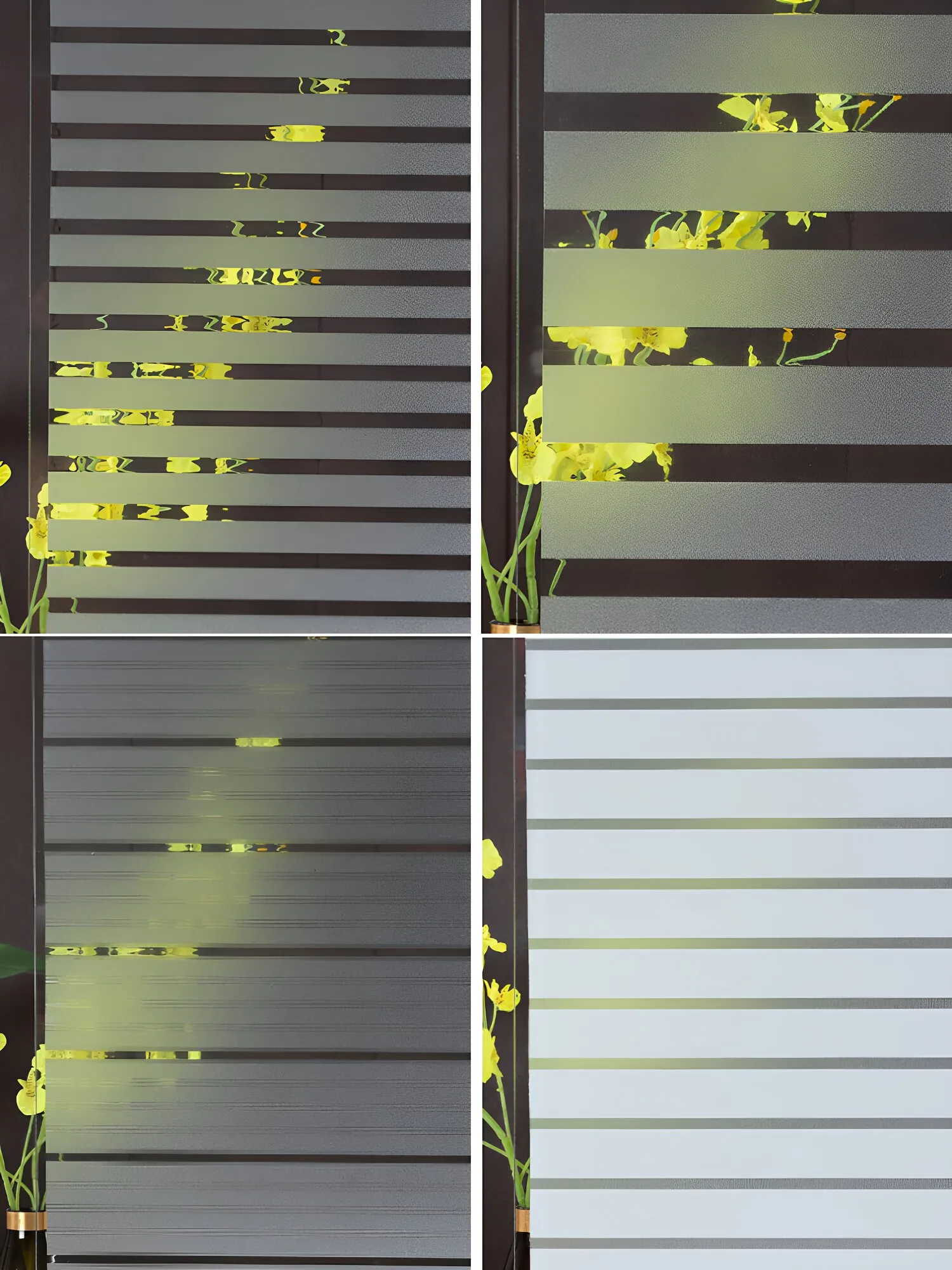 Frosted Privacy Window Film Translucent Striped Pattern Static Cling UV Protection for Office Sliding Door Partition Glass