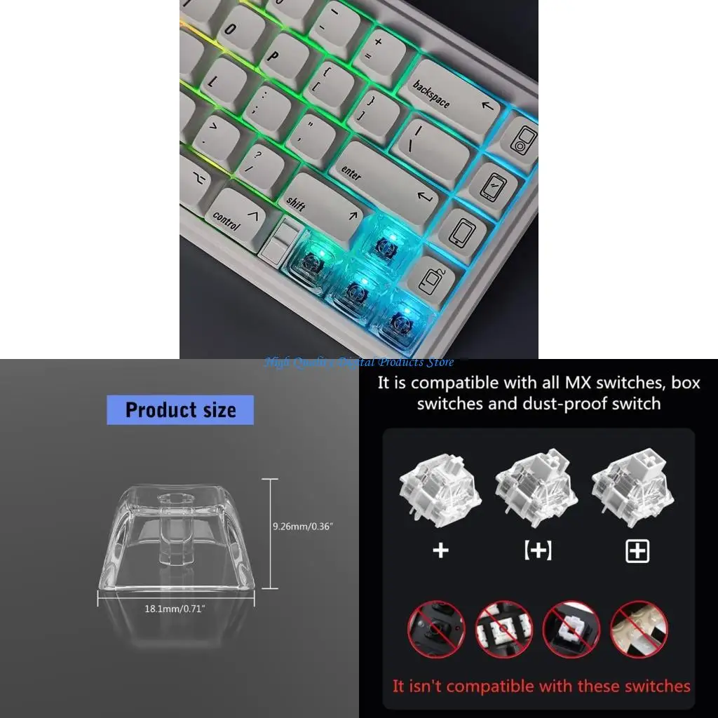 

U2JE 5/10pcs Clear Cleaslit Клавички для механической клавиатуры 1U xda Высота настраиваемые клавишные клавишные доски с