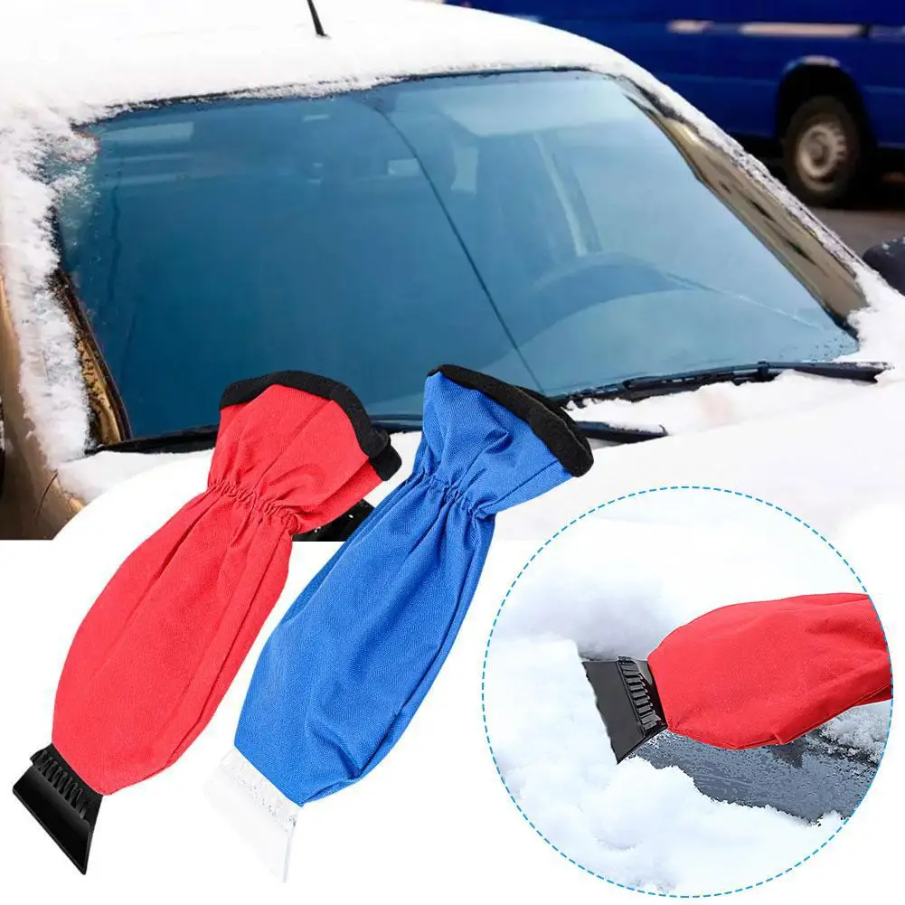 ABS PS Car Ice Scraper & Snow Brush With Thermal Gloves - Heavy-Duty Winter Snow Removal Kit, Windshield Squeegee 2 Color
