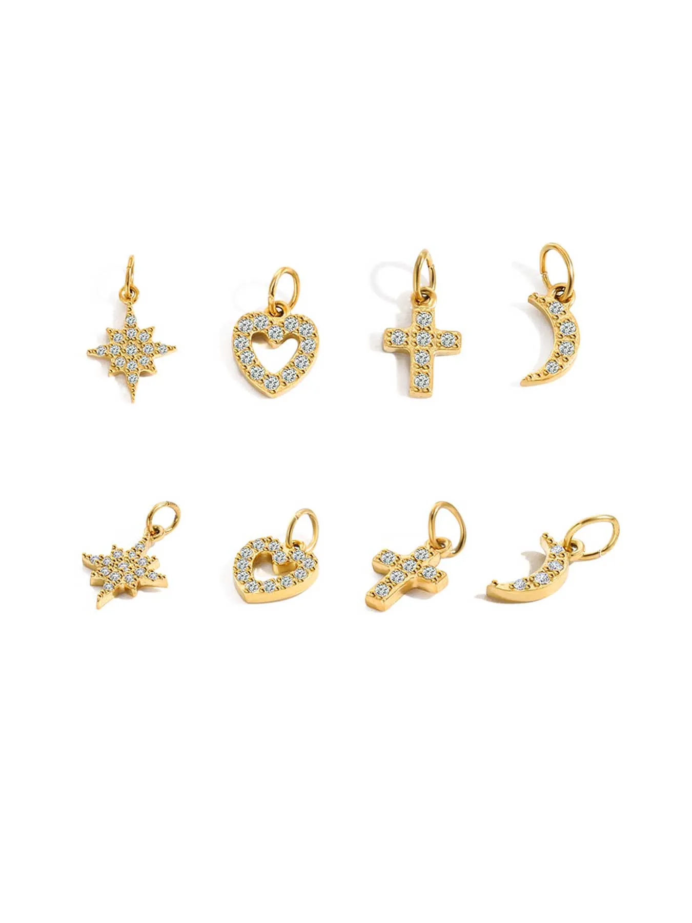 CARLIDANA New Popular Zircon Heart Symbol Number Charms Stainless Steel 18K Gold Plated DIY Jewelry Pendant for Bracelet