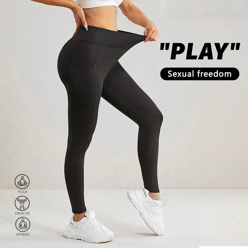 KIDCRKJ Spring Summer Sports Pants Pocket Yoga High Waist and Hip Lifting Sports and Fitness Women's Leggings High Quality Pants