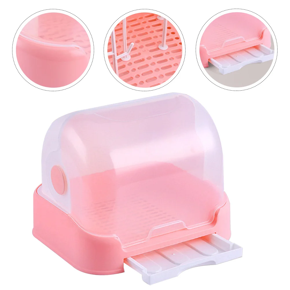 

Covered Drain Rack With Filter Plate Water Catch Tray For Baby Bottles Cups Dishes Storage Kitchen Drying Organizer Cup