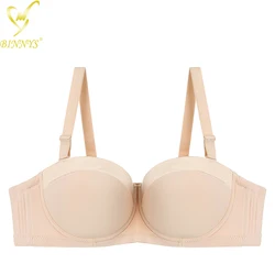 Binnys Women's High Quality Strapless Bra 38C Cup Underwear Female Silicone Non-slip Half Comfortable Underwire Ladies Sexy Bra