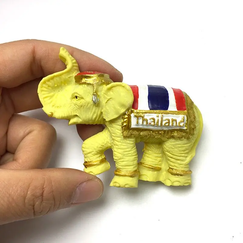 Thai elephant-themed hand-painted realistic magnetic refrigerator magnets, a unique cultural souvenir and exquisite decoration
