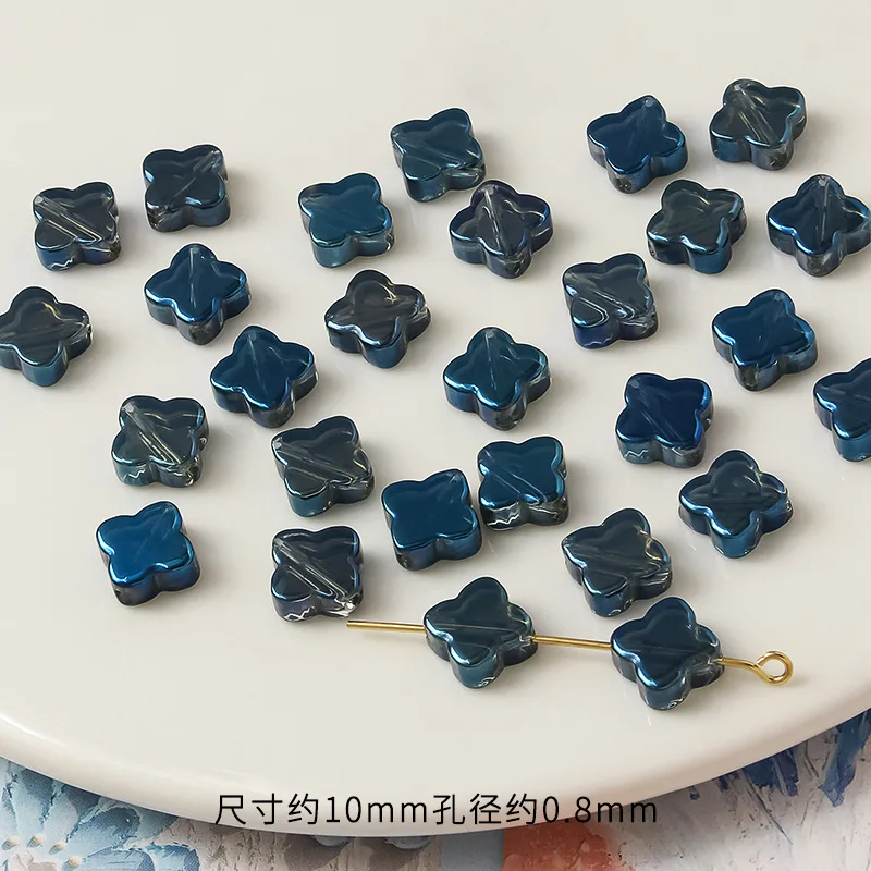 20pcs/lot Four-Leaf Clover 10MM Mixing Color Glass Loose Beads Charms For DIY Earring/Necklace/Jewelry Making Findings Accessory