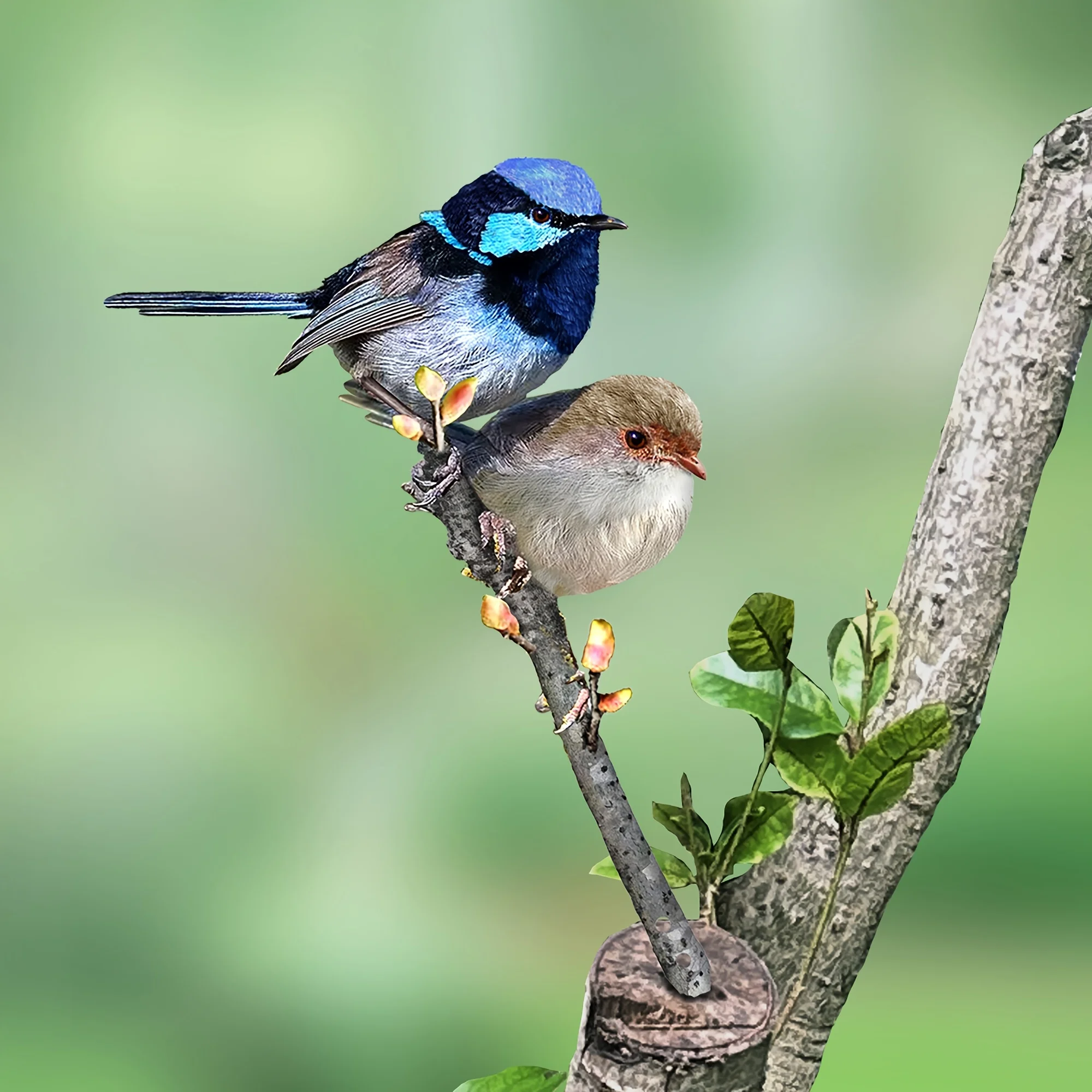 1pc Colorful Bird Metal Wall Art Two Birds Outdoor Decoration for Garden Tree Branches Walls