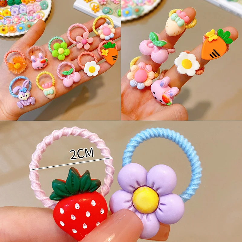 10 Stks/set Nieuwe Schattige Cartoon Hoofdbanden Meisjes Elastische Haarbanden Haaraccessoires Voor Kinderen Scrunchies Hoofddeksels Ornamenten