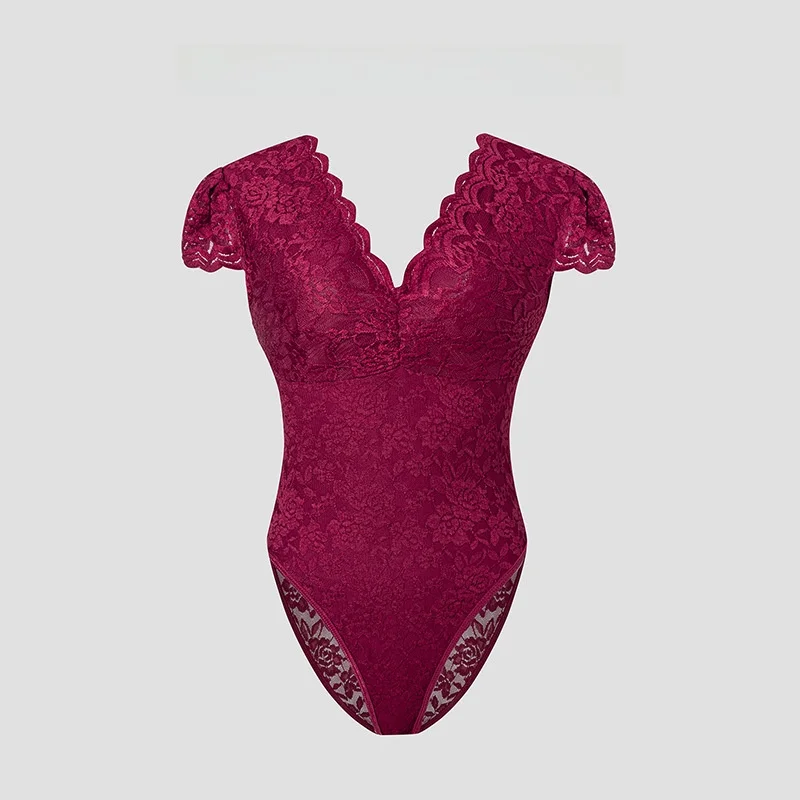 

Летний комбинезон 2025: облегающий, однотонный, с кружевной отделкой, глубоким V-образным вырезом, уникальным дизайном, высокой талией, из шерстяной смеси, тонкие леггинсы