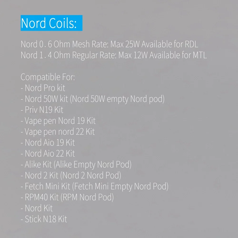 Nord/M Coil/Vape Pen 22 Series BVC/Mesh Core Head SMOK Tech247 Pod Pen V2 Fetch Priv Nord Pod Tank replacement coil - gallery image 4