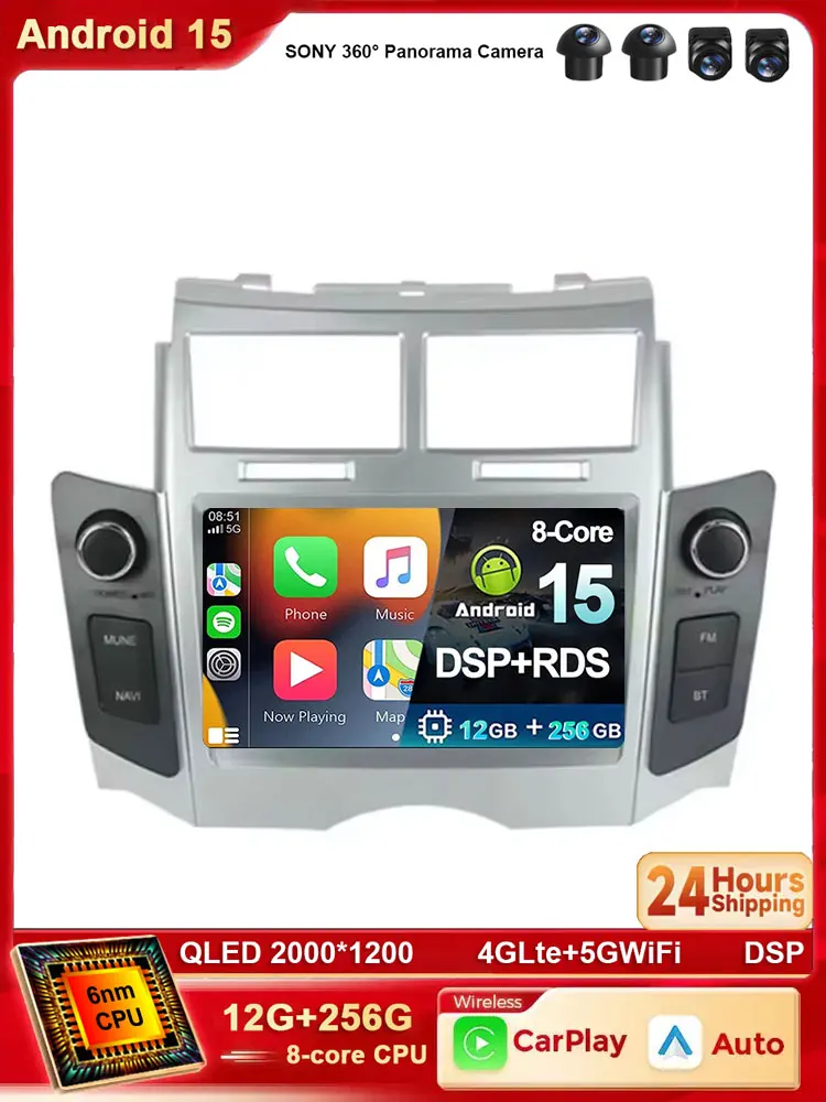 Drahtlose Carplay Android AUTO Smart Head Unit Für Toyota Yaris XP90 Vitz Platz 2005-2011 navigation stereo Player auto radio GPS