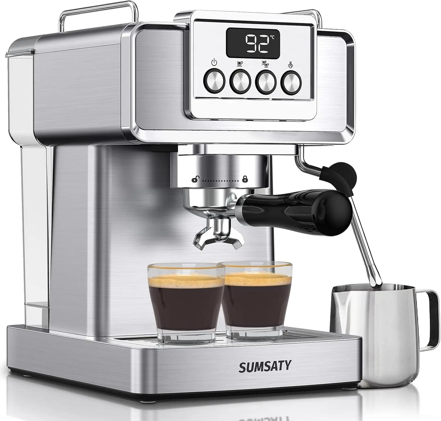 Machine, Stainless Steel Espresso Machine with Milk for Latte, Cappuccino, ,for Home Espresso Maker, Water Tank, 20 Bar