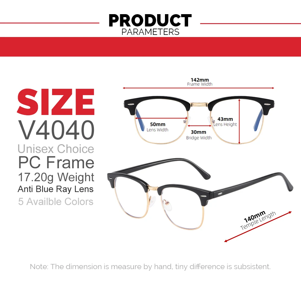 2025 Classic Transparent Frame Semi Rimless Blue Light Blockin Glasses Men Square Anti Blue Ray Eyeglasses Computer Women Gaming