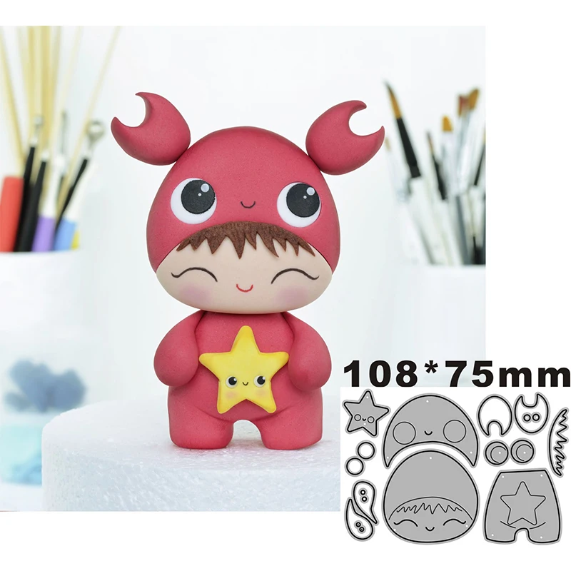 2022 New Crab Hat Doll Pentagram Metal Cutting Dies for Scrapbooking Paper Craft and Card Making Embossing Decor No Stamps