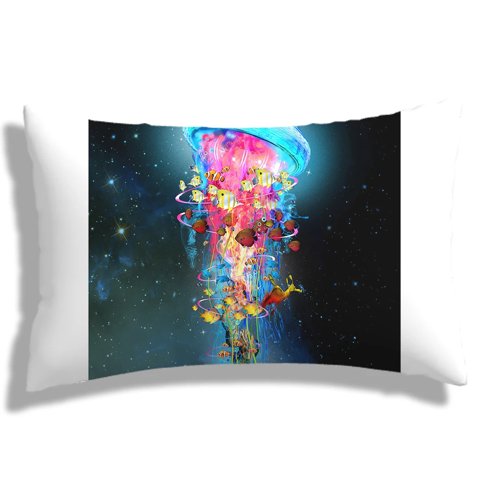 Colorful Jellyfish Plush Pillowcase Home Improvement Sofa Cushion Cover  Decor