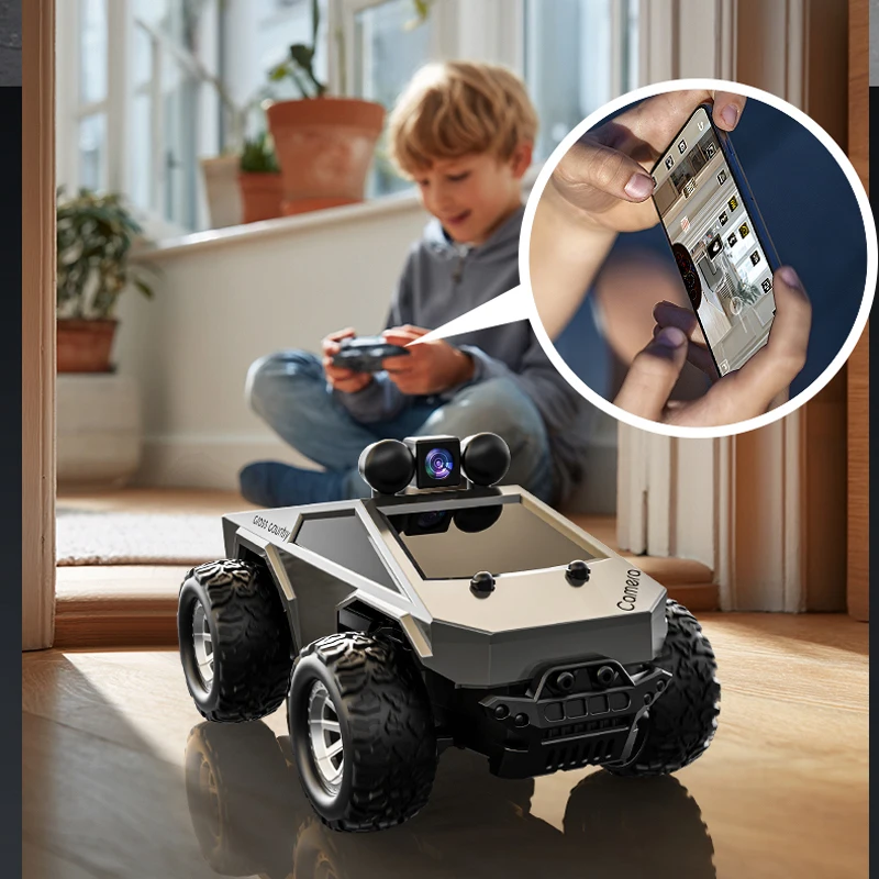 KF29 1:28 RC voiture avec caméra 2.4G APP contrôle voiture de course à grande vitesse pour Tesla camion dérive télécommande voiture électrique enfants jouet