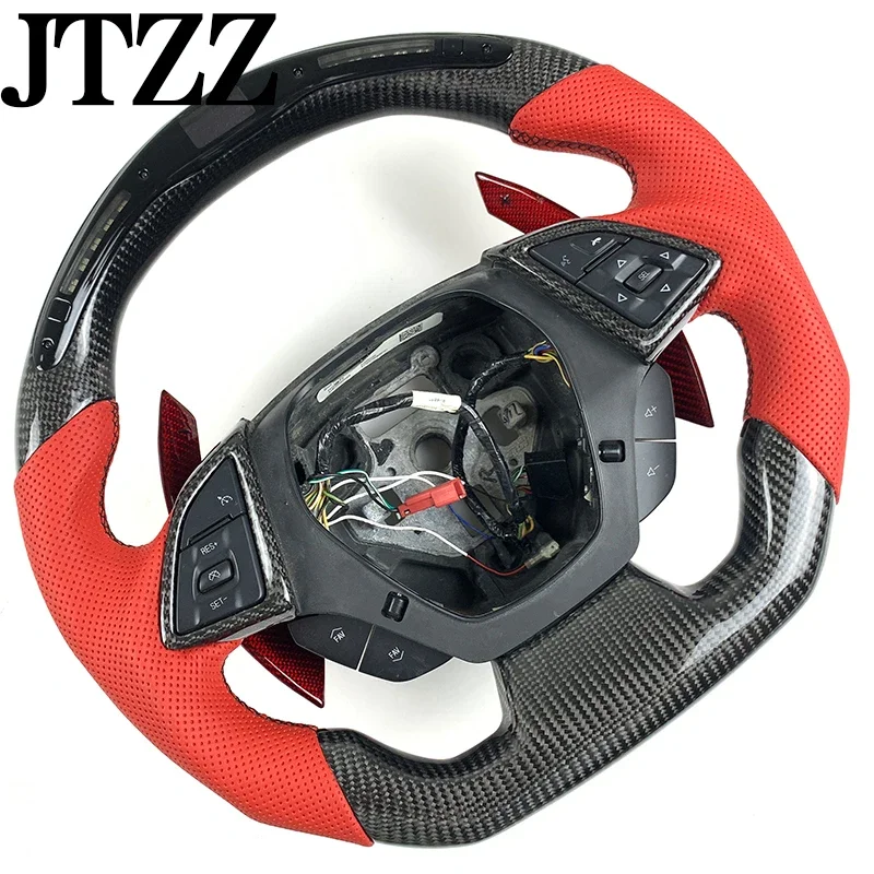 For Chevrolet Corvette Comaro C7 2011 2012 2014 2015 2016 2017 Customize LED Display Carbon Fiber Steering Wheel Volante