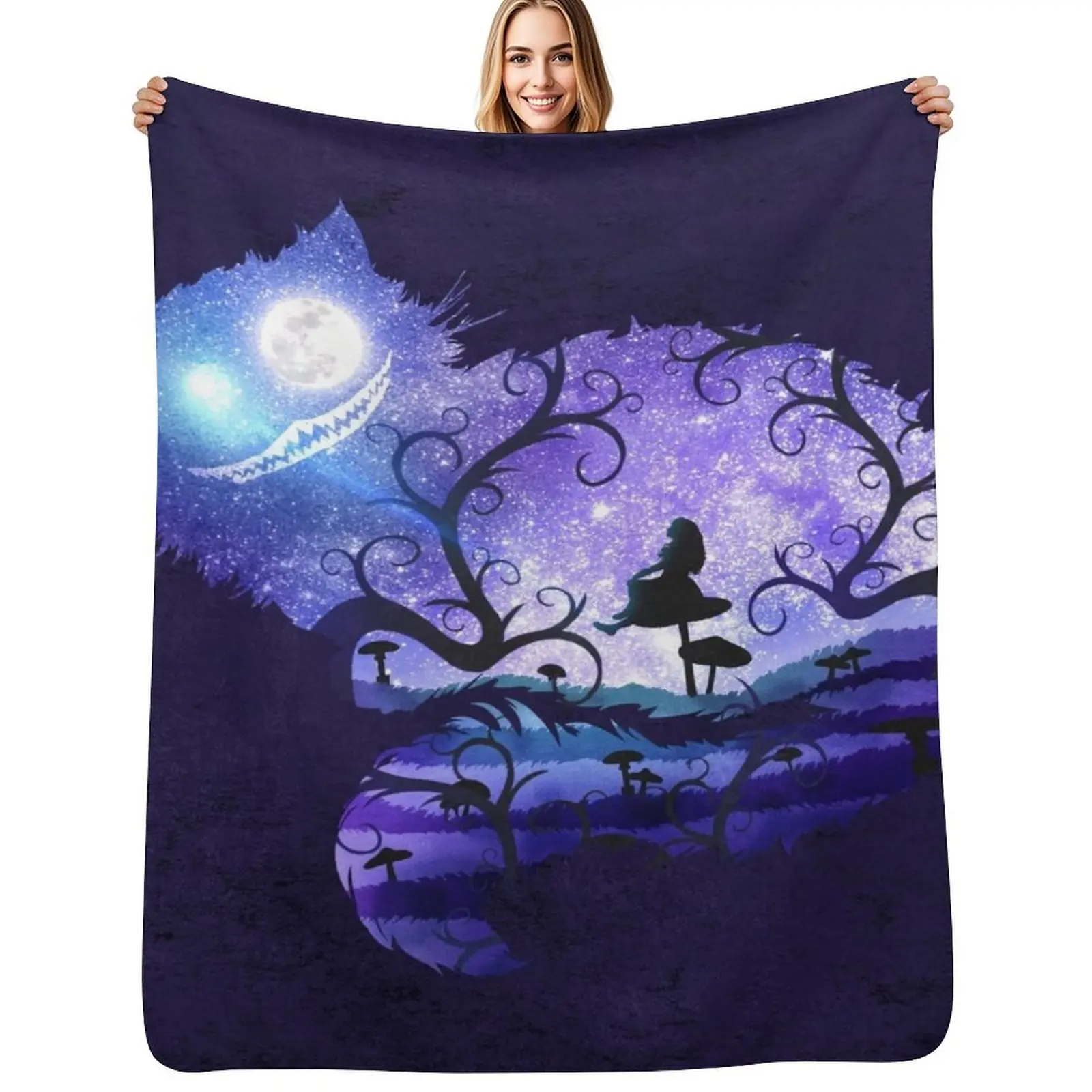 We are all mad here Throw Blanket Cozy Warm Blanket for Bed Room Decor