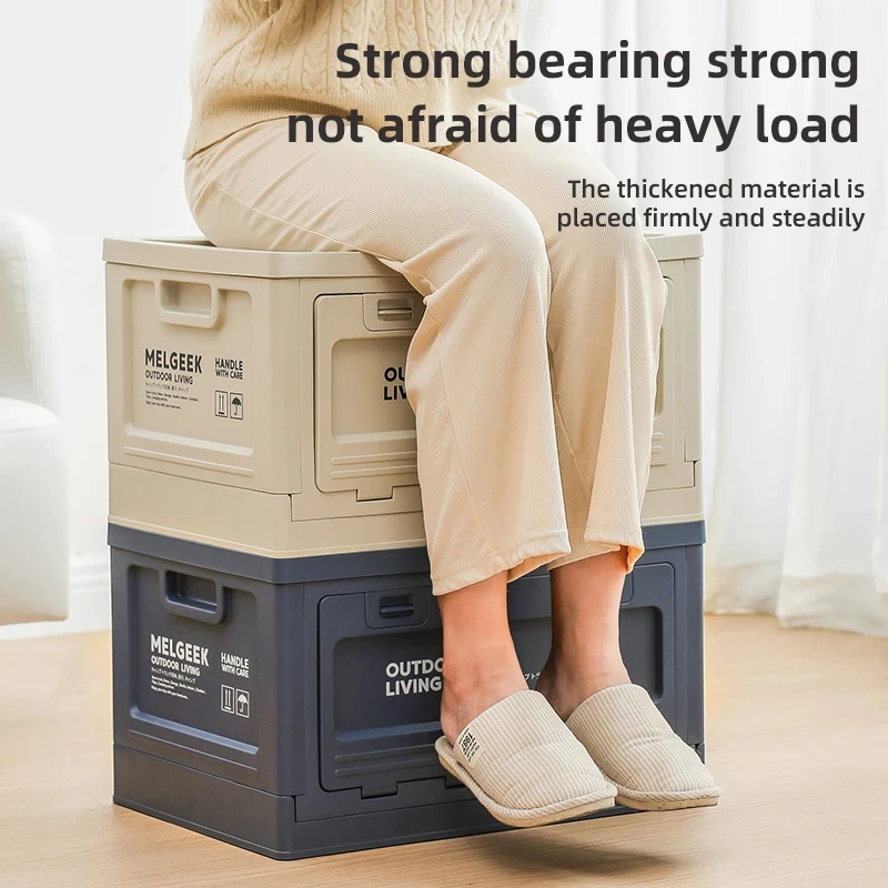 Extra Large Folding Storage Box Clothing Storage Box Household Plastic Toy Trunk Removable Wooden Cover Desktop Foldable