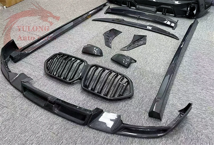 for High Quality LD Style Carbon Fiber Front Lip Side Skirt Rear Diffuser Hood Rear Spoiler Grill for BMW X6 G06 Body Kit