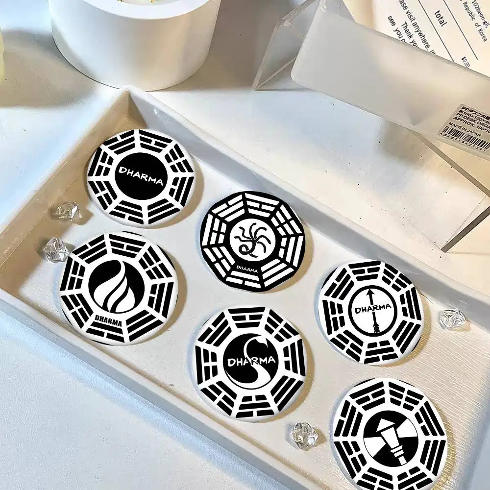 1pc D-Dharma Initiative Athletic Cartoon Style Badge Brooches On Backpack Decoration Round Enamel Pins For Accessorys
