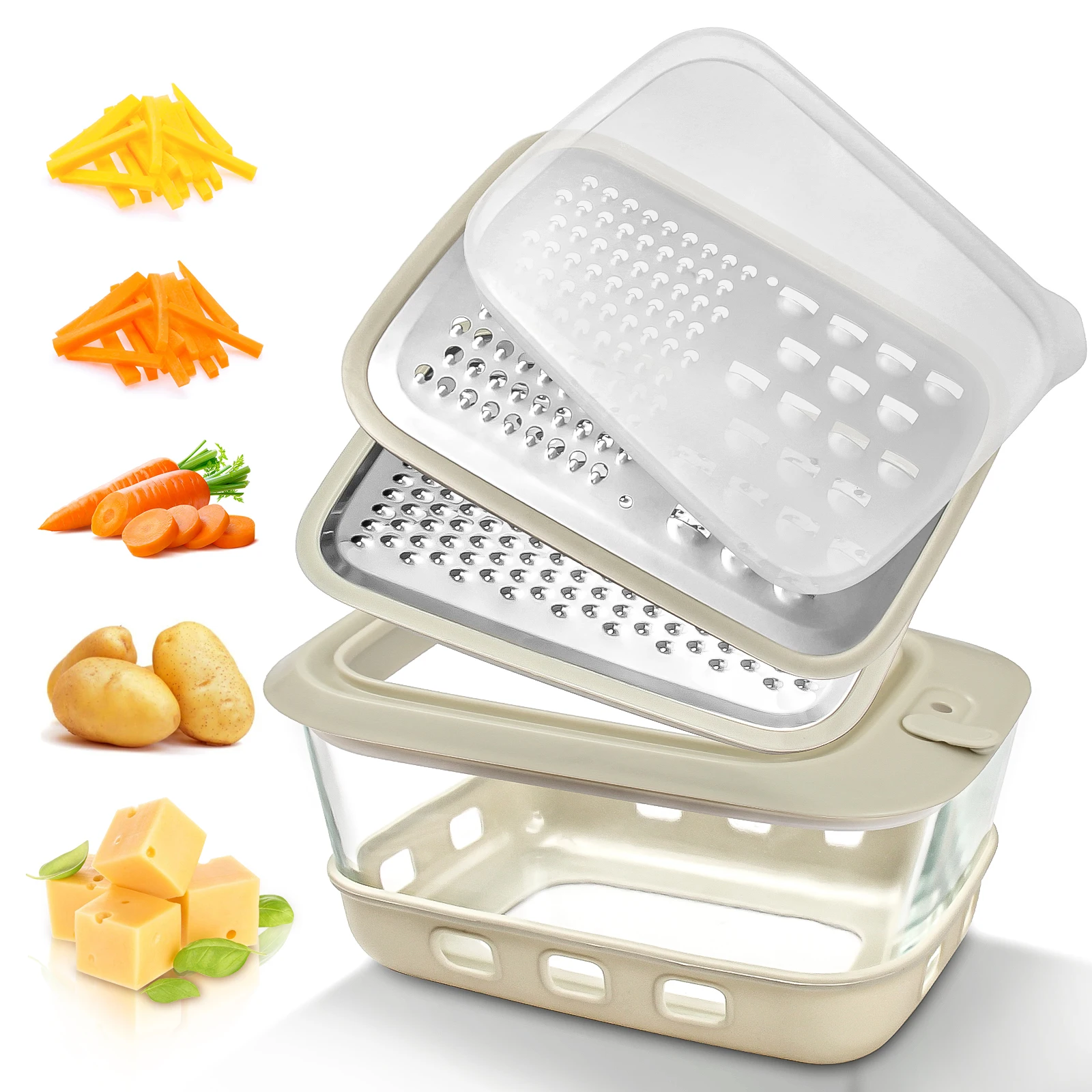 

Sustainable Kitchen Grater Manual Cheese Grater Household Cheese Fruit and Vegetable Containers