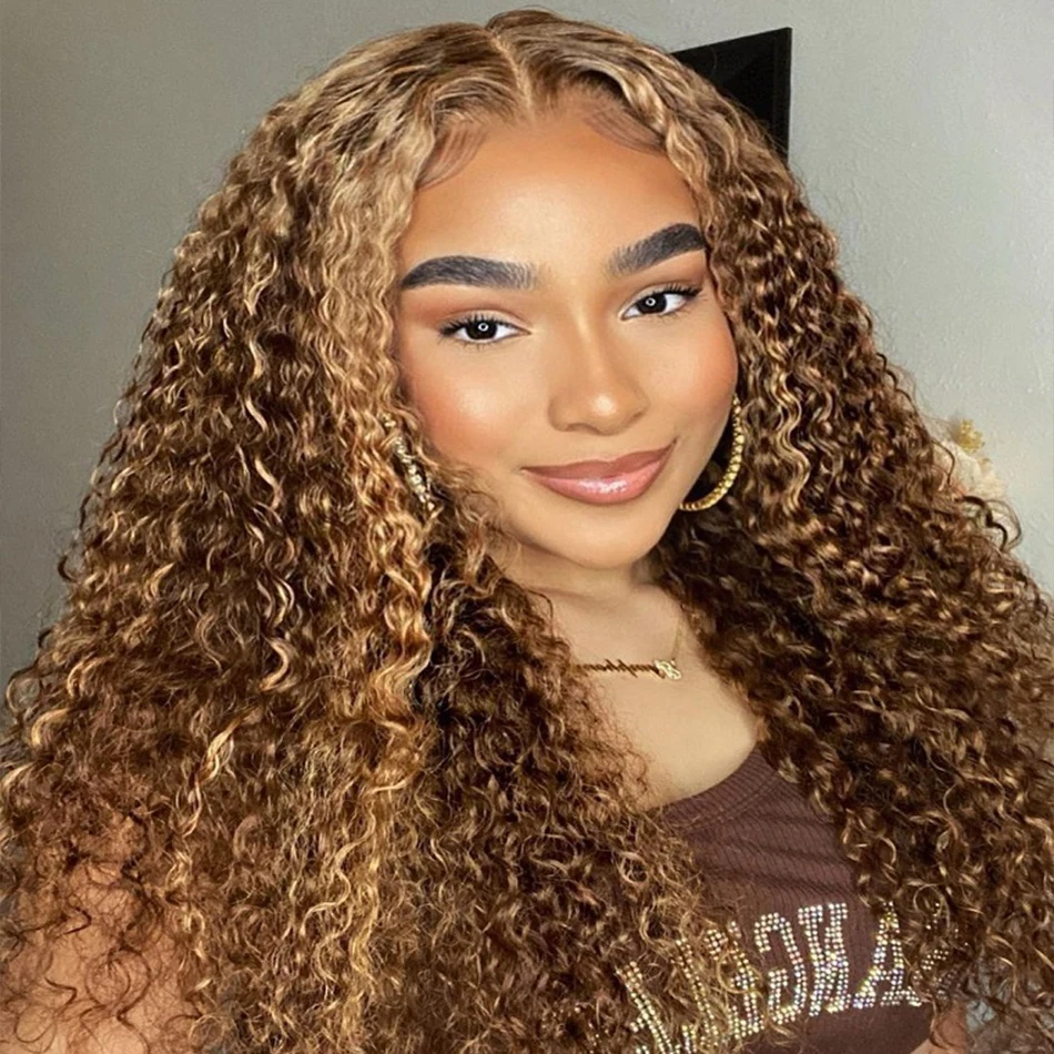 Highlight Bob Lace Front Wigs 13x6 Curly Human Hair Wig Honey Blonde Ombre 13x4 Brazilian Deep Water Wave lace Frontal wig