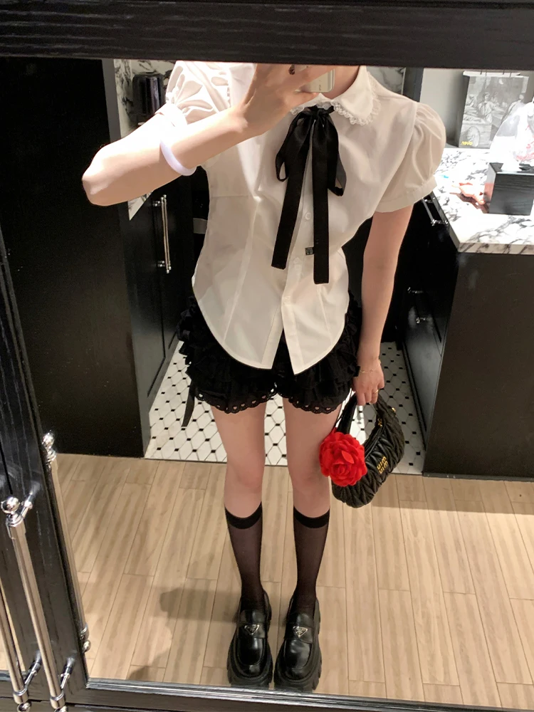 

Женское хлопковое платье Anneop Sweet Pure Color Lace, прямое, до плеч, для повседневной носки, коллекция 2025