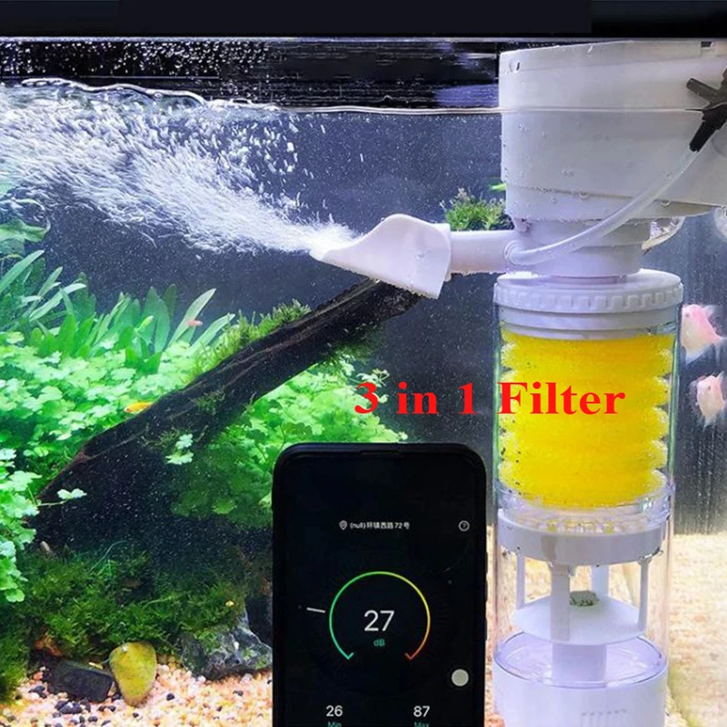 110-240V 3 in 1 Filter Aquarium 4-35W Built-in Aquarium Filters Filtration Oxygenation Feces Absorption Fish Tank Accessories