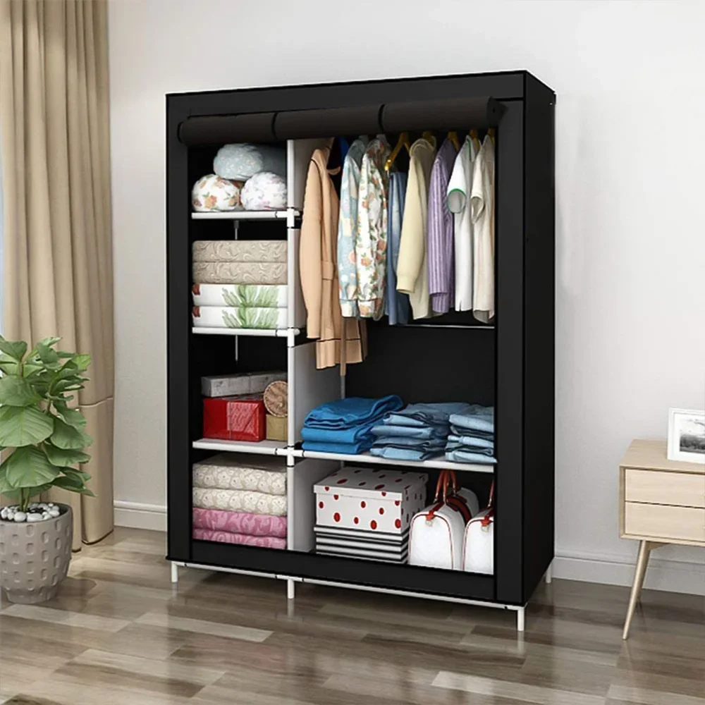 Portable wardrobe storage organizer, made of non-woven fabric, quick and easy assembly, sturdy and durable