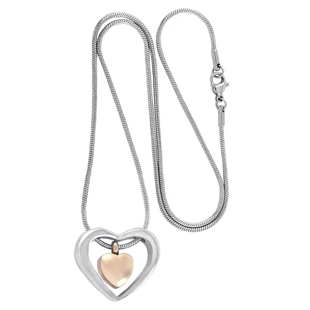 

Double Heart Shape Stainless Steel Necklace for Women Golden Urn Pendant Heart Souvenir Jewelry Necklace Keepsake Memory Pet