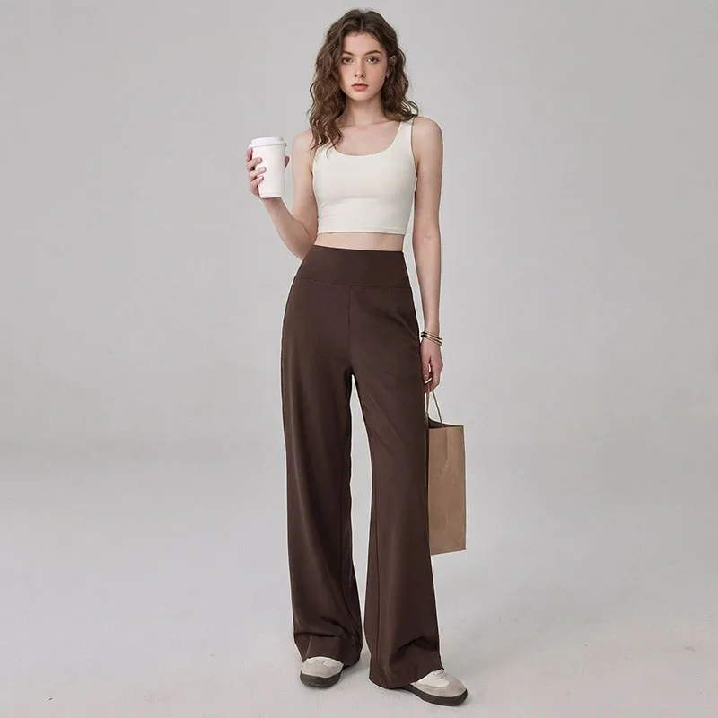 New Women's Loose Yoga Pants Versatile Casual High Waist Wide Leg Jogging Trousers Female Solid Fitness Exercise Straight Pants