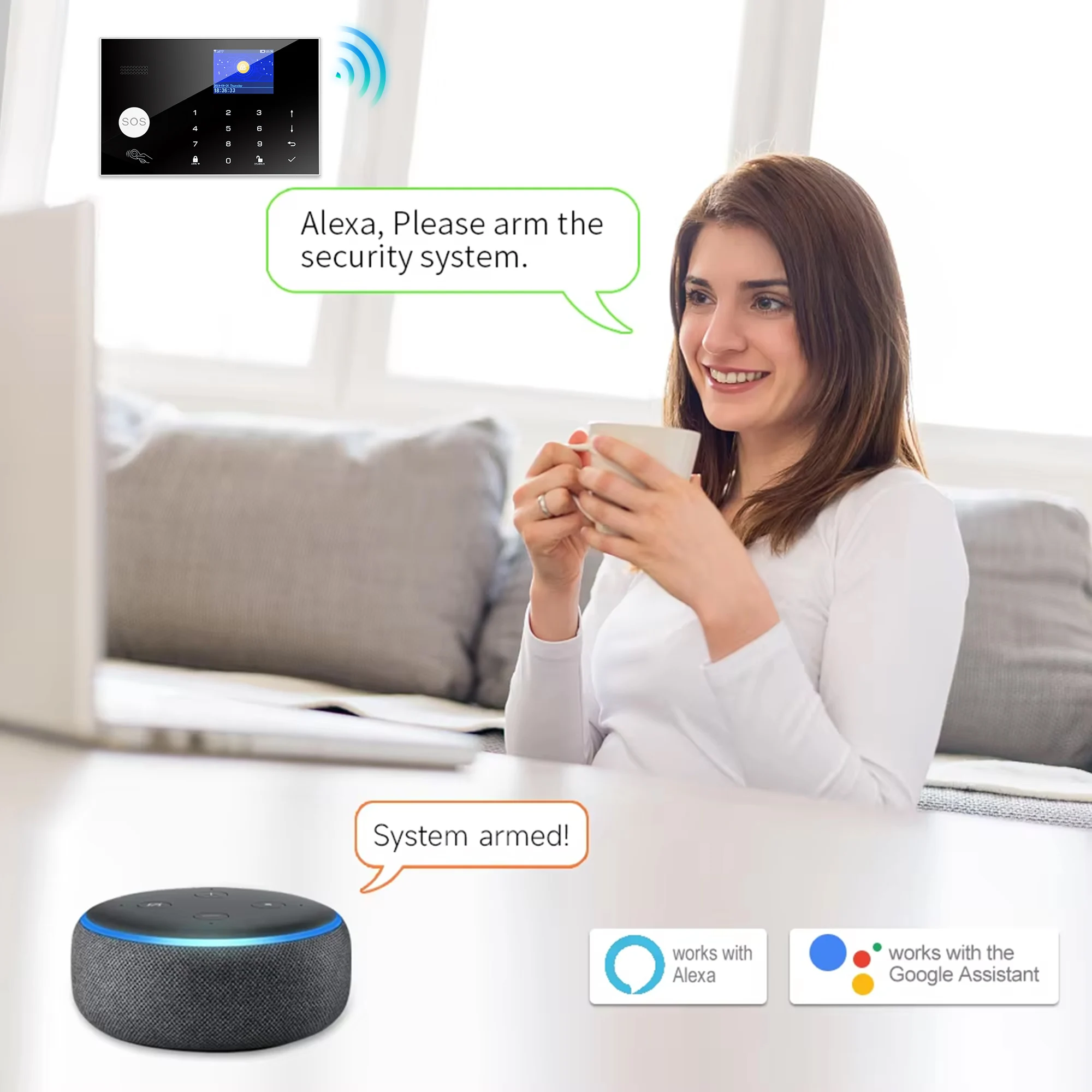 Home Alarm Host System GSM WiFi Wireless Security Protection Tuya Smart Life App Control for Office Warehouse