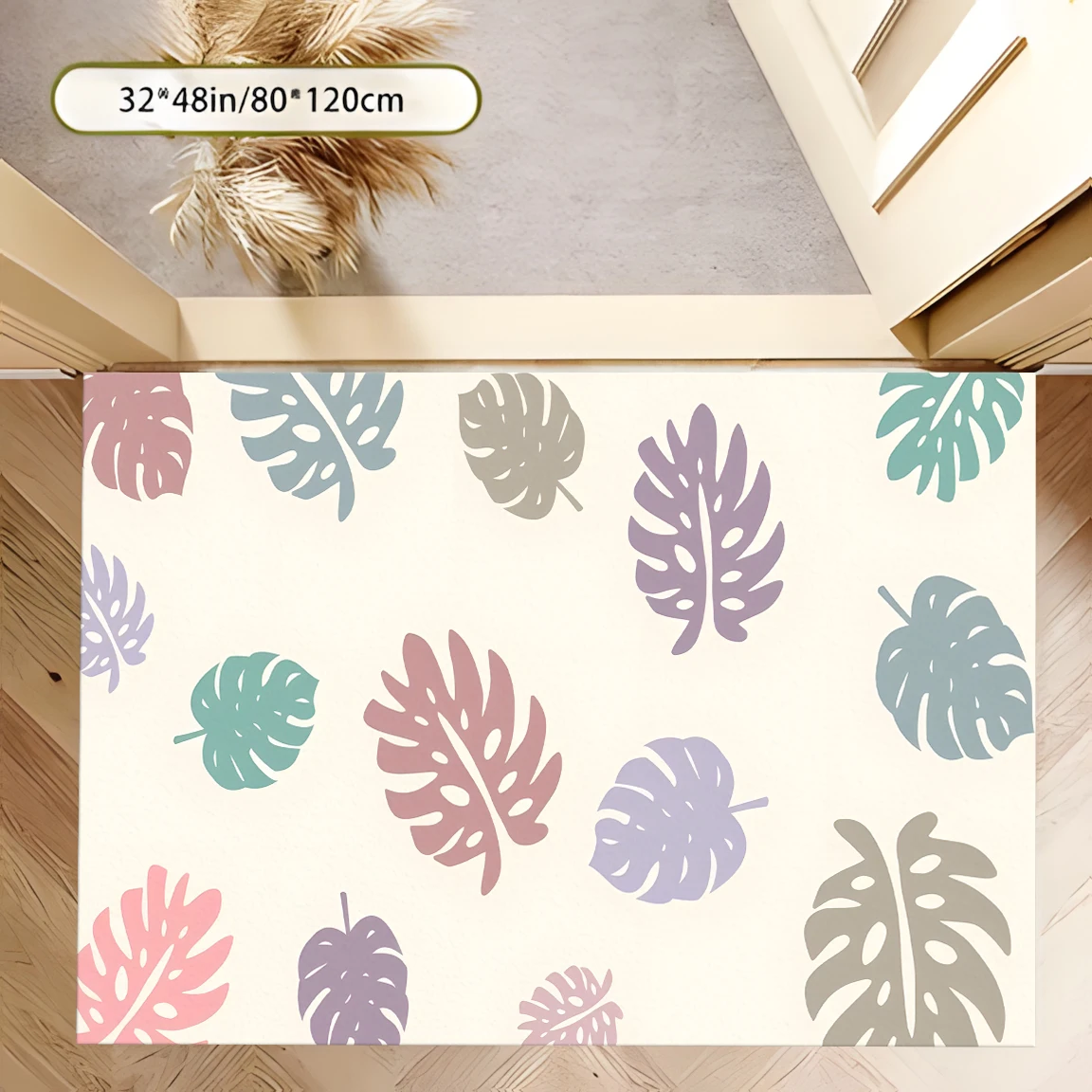 2D Large Carpet Morandi Monstera Leaf Fresh Soothing for Living Room Bedroom