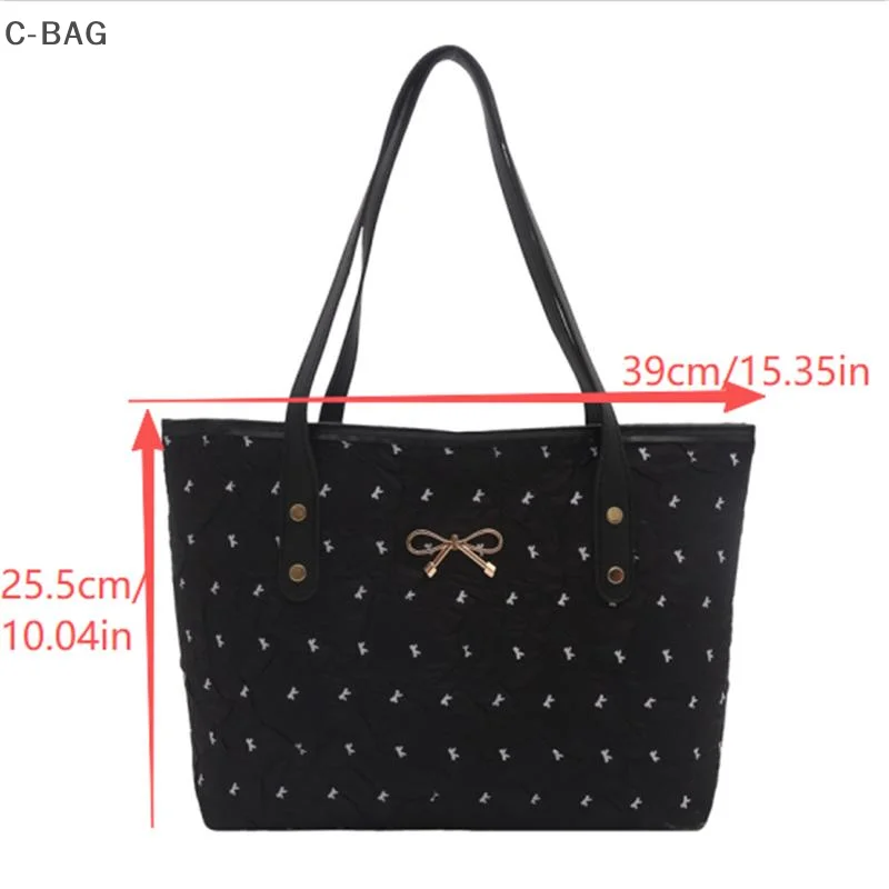 

Стильная женская сумка подмышки с бантом и принтом; Сумка через плечо большой вместимости; Модная дорожная сумка для хранения; Идеальный подарок на день рождения