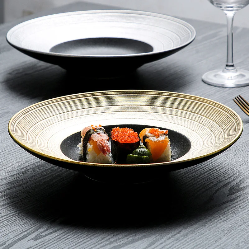 HYS Western Tableware Creative Personality Straw Hat Bowl Light Luxury Ceramic Salad Bowl Western Restaurant Pasta Plate 3