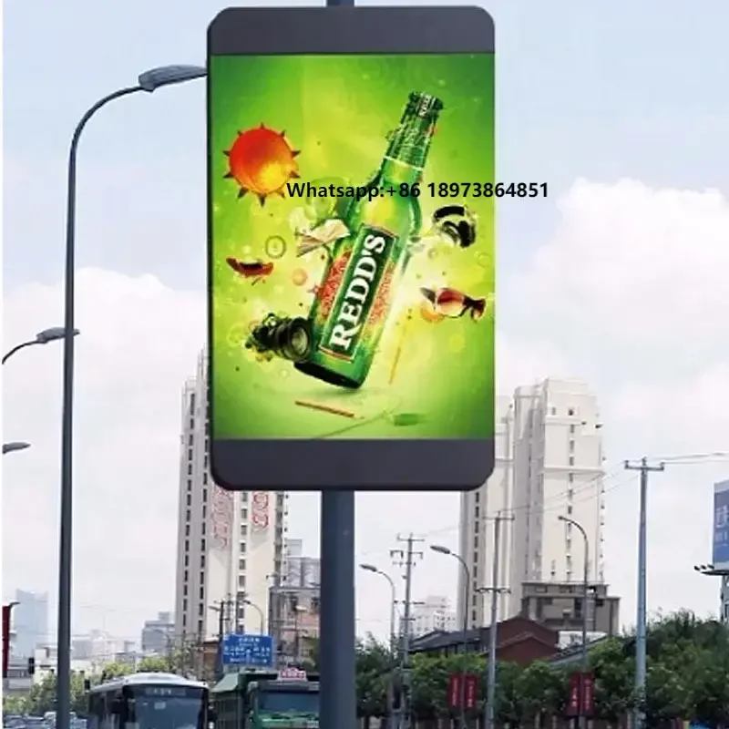 

P4 P5 P6 Outdoor Street Lighting Pole Vertical Digital Signage Signs LED Advertising Screen