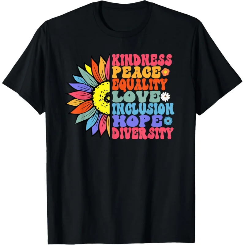 

Kind, Peaceful, Equal, Love, Hope, Diversity Pattern Printed T-shirt