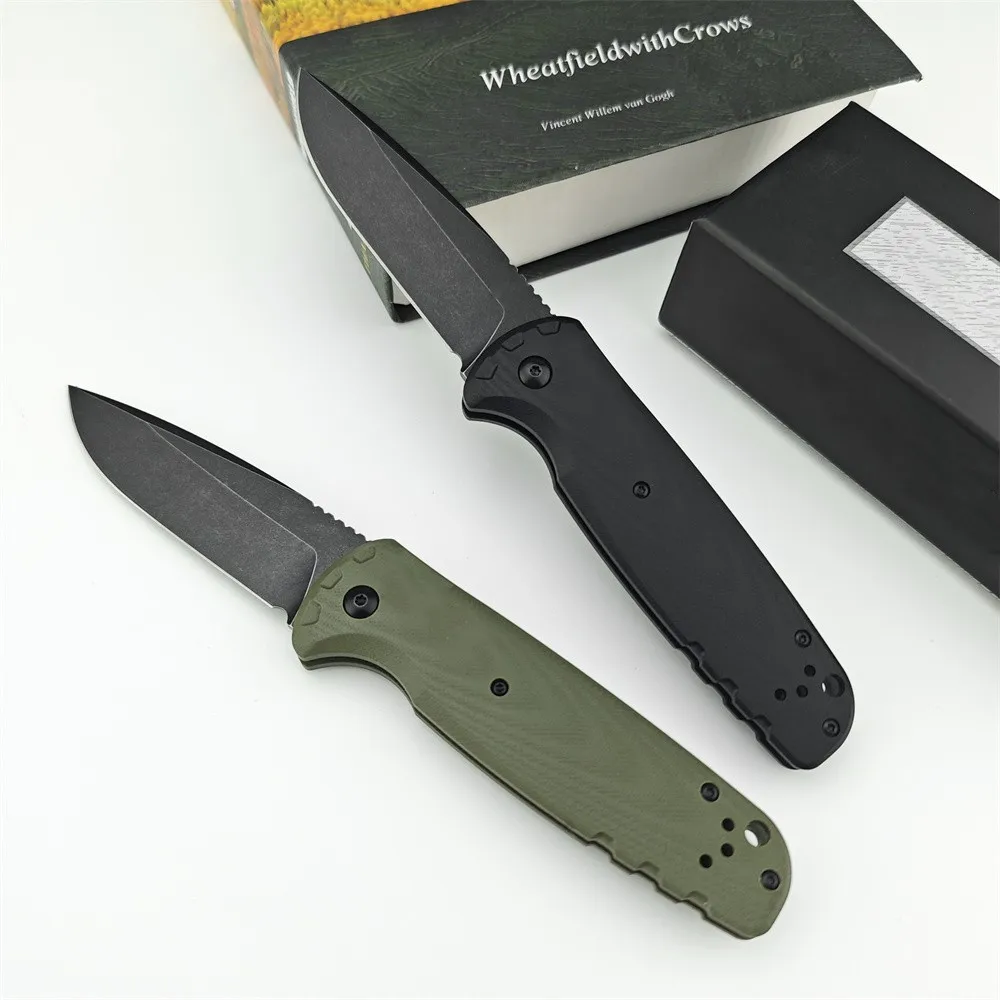 New BM 4300 Tactical Folding Knife D2 Blade G10 Black/Green Handle Outdoor Hiking Hunting Knife EDC Men\'s Camping Survival Tool