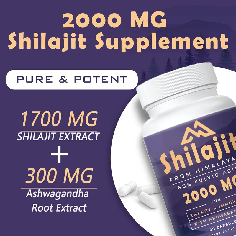 

Natural Shilajit Supplement contains over 85 trace minerals and 60% fulvic acid, enhancing energy and immunity. 60 capsules