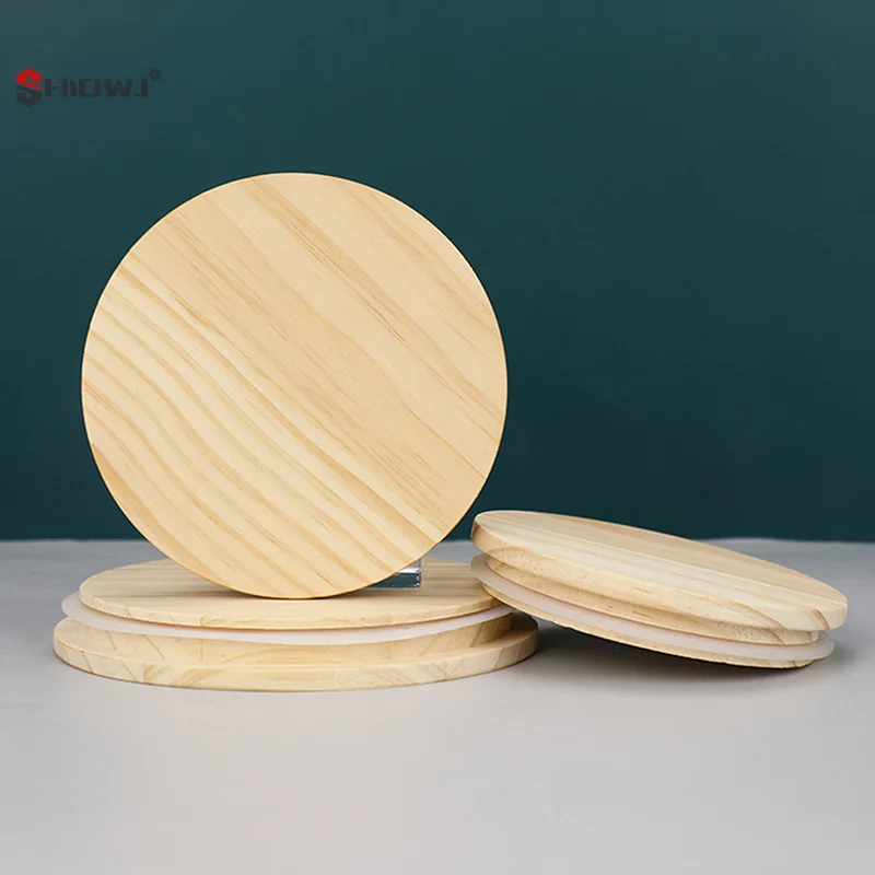 1Pcs Wooden Lids Silica Gel Circle Seal Up Cover Pine Wood Cover Sealing Canister Storage Jar Handmade Candle Cup Lid