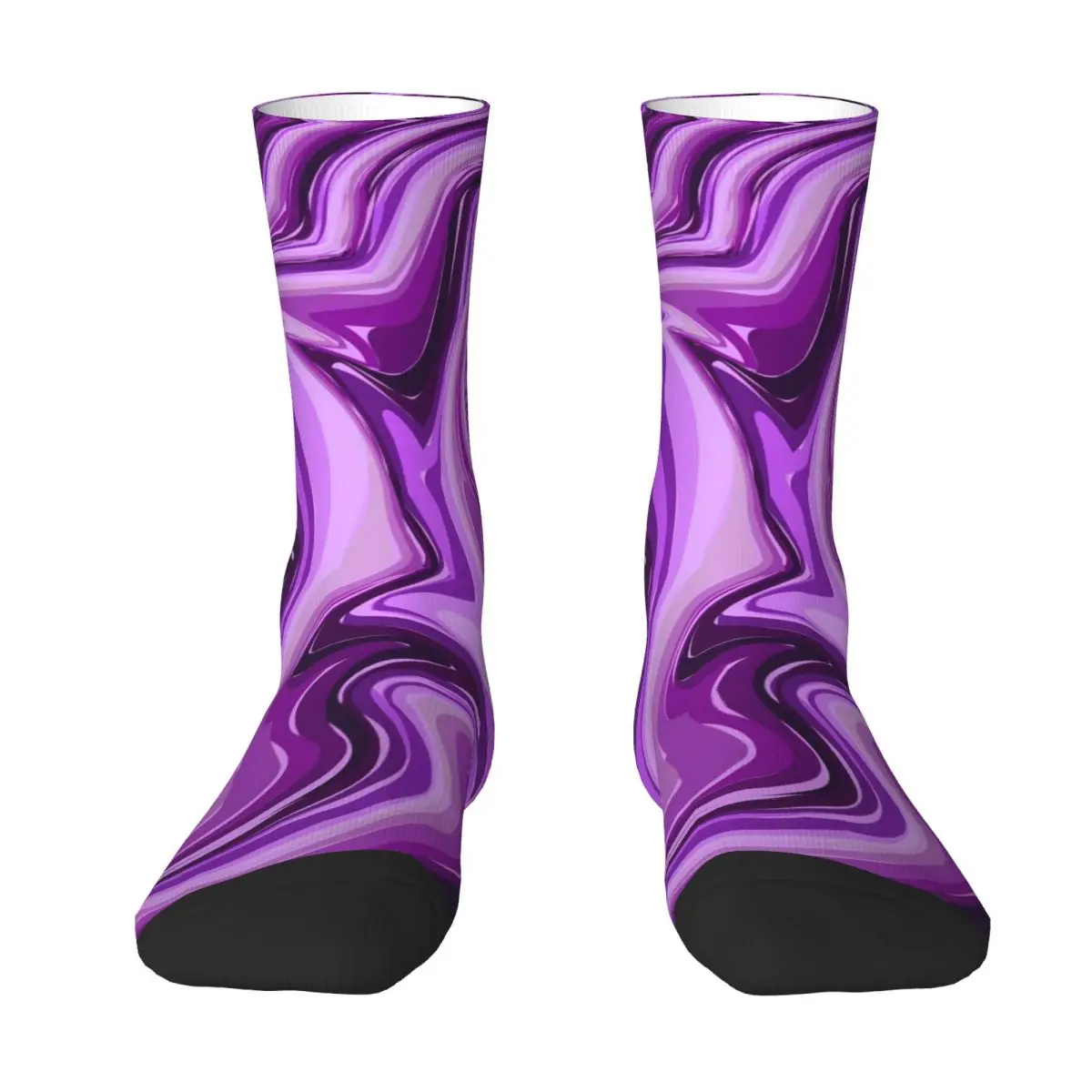 Purple Marble Print Socks Liquid Vintage Stockings Women Soft Breathable Skateboard Socks Autumn Graphic Anti Sweat Socks