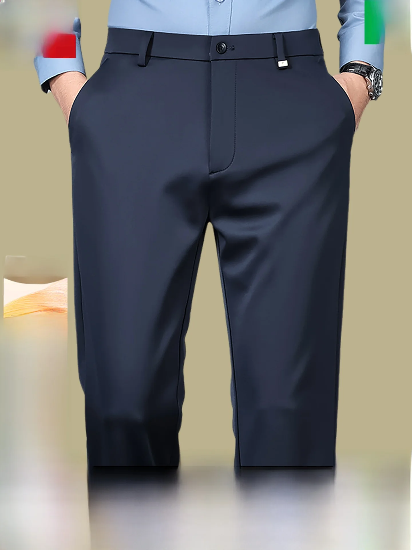 

Мужские повседневные брюки Pierre Cardin с флисовой подкладкой, свободные, прямого кроя, для делового стиля, для мужчин среднего возраста, с высокой талией, длинные