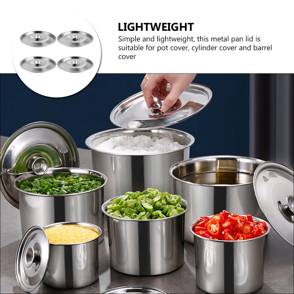 

2pcs Stainless Steel Seasoning Jar Lid 12cm Cookware Pot Lids Replacement Universal Oil Pot Lid Kitchen Home Use