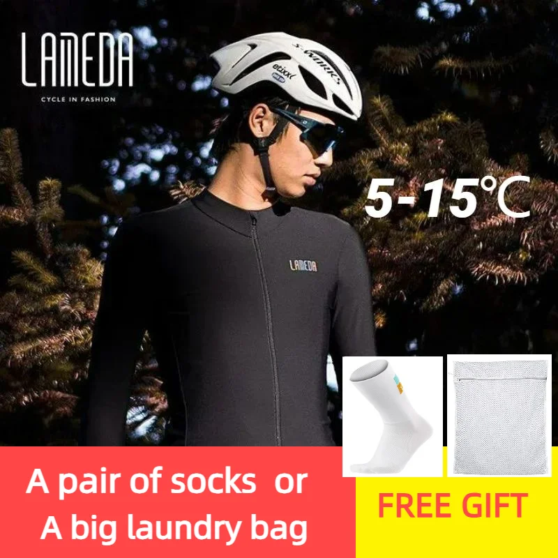 

Lameda 5-15℃ Men Cycling Clothes Winter Long Sleeve Men Windproof Cycling Clothing Thermal Fleece Cycling Clothes Men
