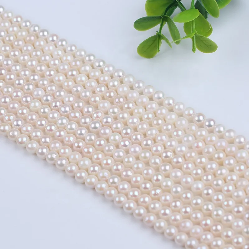 5.5-6mm genuine sea water Akoya real natural white round pearls strand