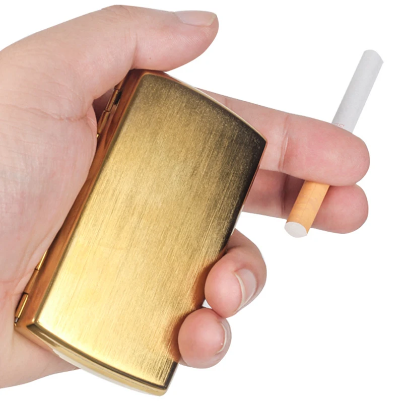 Pure Copper Cigarette Case Hold for 12pieces Cigarettes Storage Box Smoking Tools Waterproof Smoke Tobacco Case Drawing Process